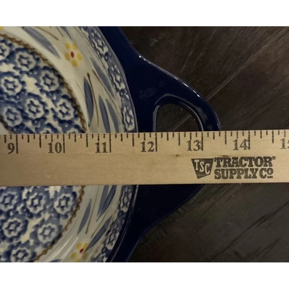 Temptations Old World Blue Floral 1.1 Quart Round‎ Pie Quiche Pan Handles